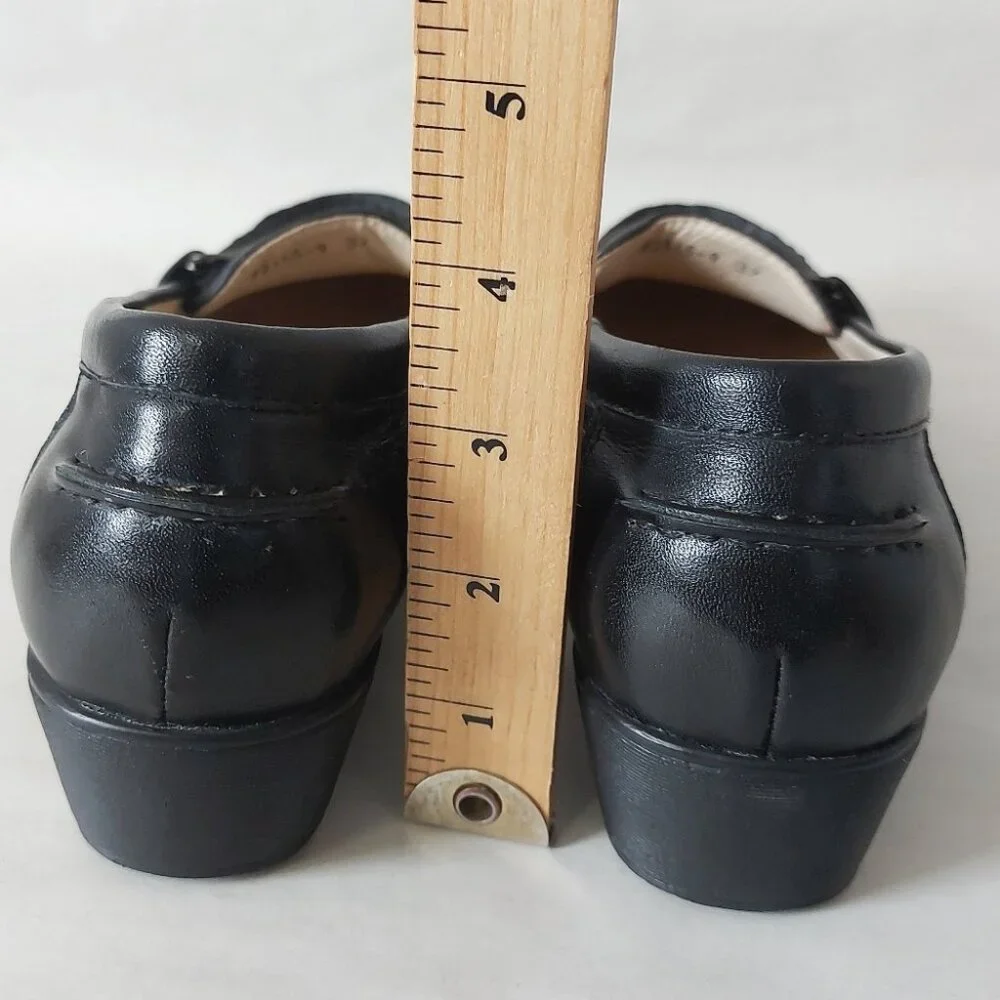 Volks Walkers Women Horse-bit Wedge Loafers 37 EU Black Dressy Comfort Heel